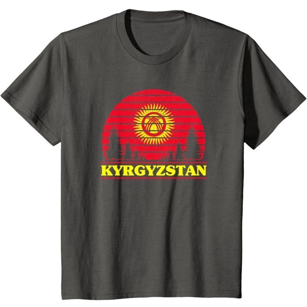 NWOT Port & Company Kid’s Large Gray Kyrgyzstan Flag Kyrgyzstani T-Shirt Tee